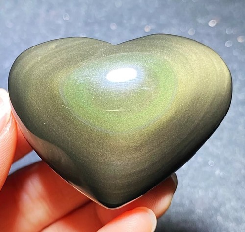 Rare Natural Rainbow Flash Obsidian Sphere Heart Reiki Stone Healing C79 - Picture 10 of 10