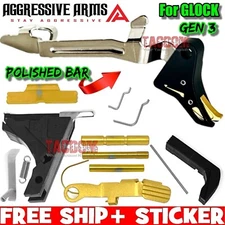 AGGRESSIVE ARMS USA BLACK Trigger W/ LOWER GOLD PARTS KIT for GEN 3 GL0CK 17 19