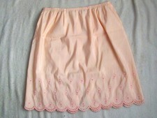 Vintage 1950-60's Barbizon 21" Orange Tafredda Embroidered Half Slip Size Large