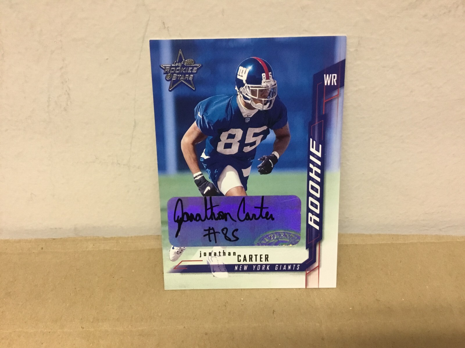 Jonathan Carter Autographed Card - 2001 Leaf Rookies & Stars Football - Giants