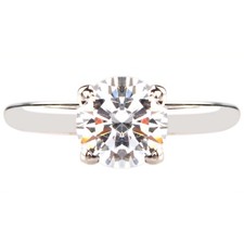 Solid 14KT White Gold 1.80 Carat D/VVS1 Round Shape Solitaire Anniversary Ring