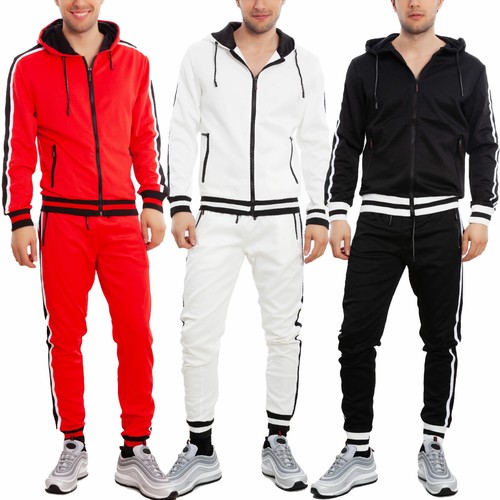 Tuta uomo sportiva completo pantaloni giacca cappuccio zip righe TOOCOOL  T-32B | eBay