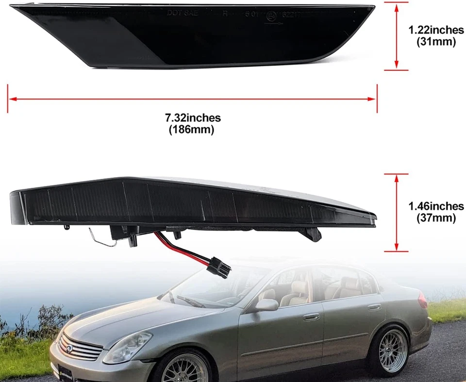 Parachoques delantero blanco LED luces de señalización laterales para Infiniti G35 2003-2006 sedán 4P Foto 4 de 4
