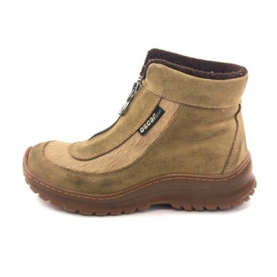 Oscar Sport Apres Ski Brown Leather Fur Zip Up Winter Boots EUR 38 Womens  Size