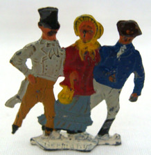 Vintage Hans Heinrichsen German Flat Lead Winter Scene Two Men  Woman Skating