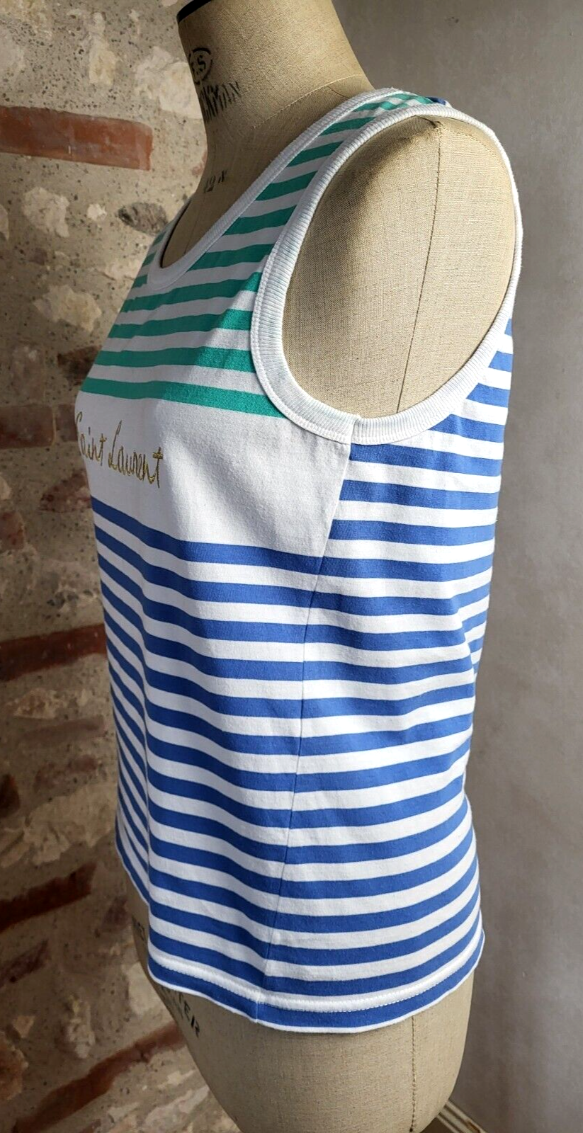 YVES SAINT LAURENT VARIATION débardeur coton vintage YSL cotton tank top T.44 XL