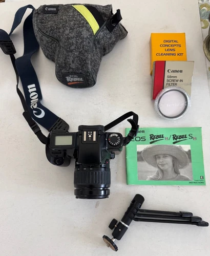 Canon EOS Rebel SII 35mm SLR Camera w/ 35-105mm Zoom + 58mm Filter + Tripod +