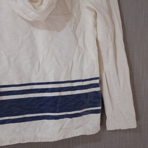Eddie Bauer Ivory/Navy Pullover Hoodie 100% Cotton Women's L #H66-21 - Picture 9 of 11