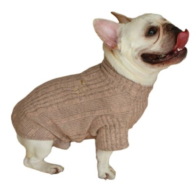 Brushed Soft Light Knit Pet Dog Cat Striped Rose Pull Over Sweater (One Size)