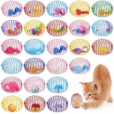 25 PCS Cat Spring Ball Toy Stretchable Rolling Coil Interactive Kitten Mouse