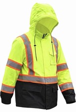 High Visibility Reflective Rain Jacket for Men, ANSI Class 3 Waterproof Hi Vis S