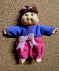 Vintage Mini 5" Cabbage Patch Kids Doll Brown Hair Bow Girl CPK
