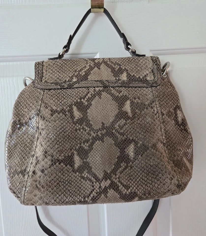 Coach Park Python Brown Beige Large Flap TurnLockBag F24392 Satchel or Shoulder - Image 2 of 4