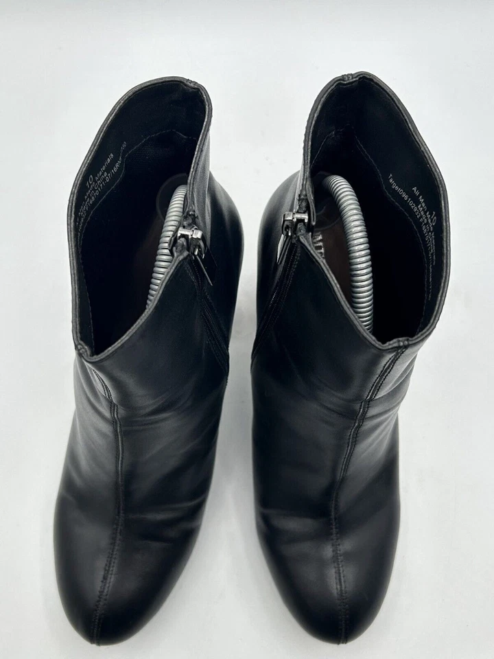 Merona Ankle Block Heel Boot Women's Sz 10 Black Side Zip Closed Toe Leather - Image 4 of 4