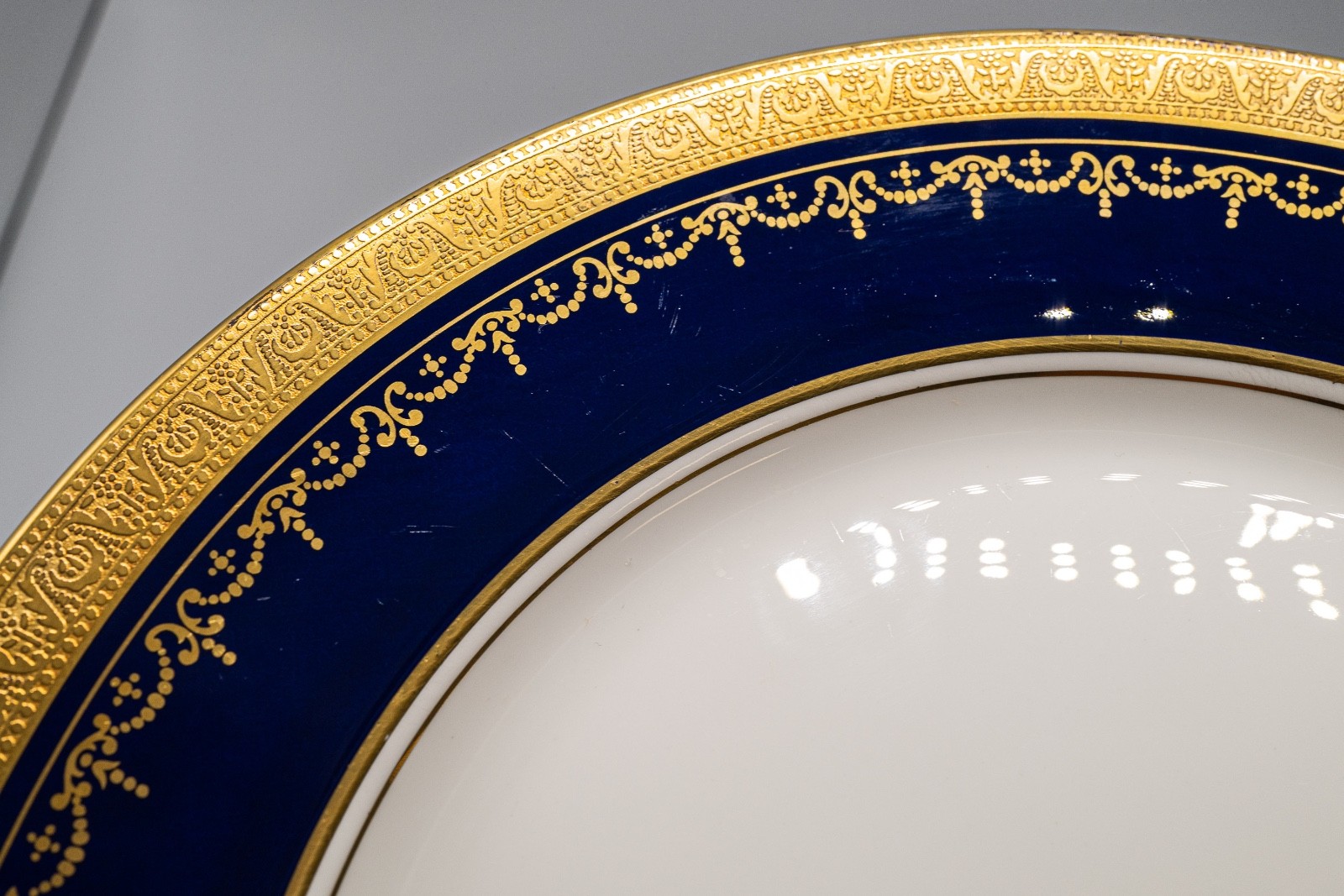 Aynsley Georgian Cobalt Blue Dinner Plates Set of 11 -10 1/2" -FREE USA SHIPPING