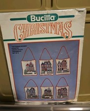 Bucilla Christmas Victorian House Ornaments Counted Cross Stitch Kit 82749 VTG