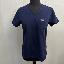 FIGS Women XS Navy Blue Catarina Scrub Top V-Neck Pocket Healthcare Nursing