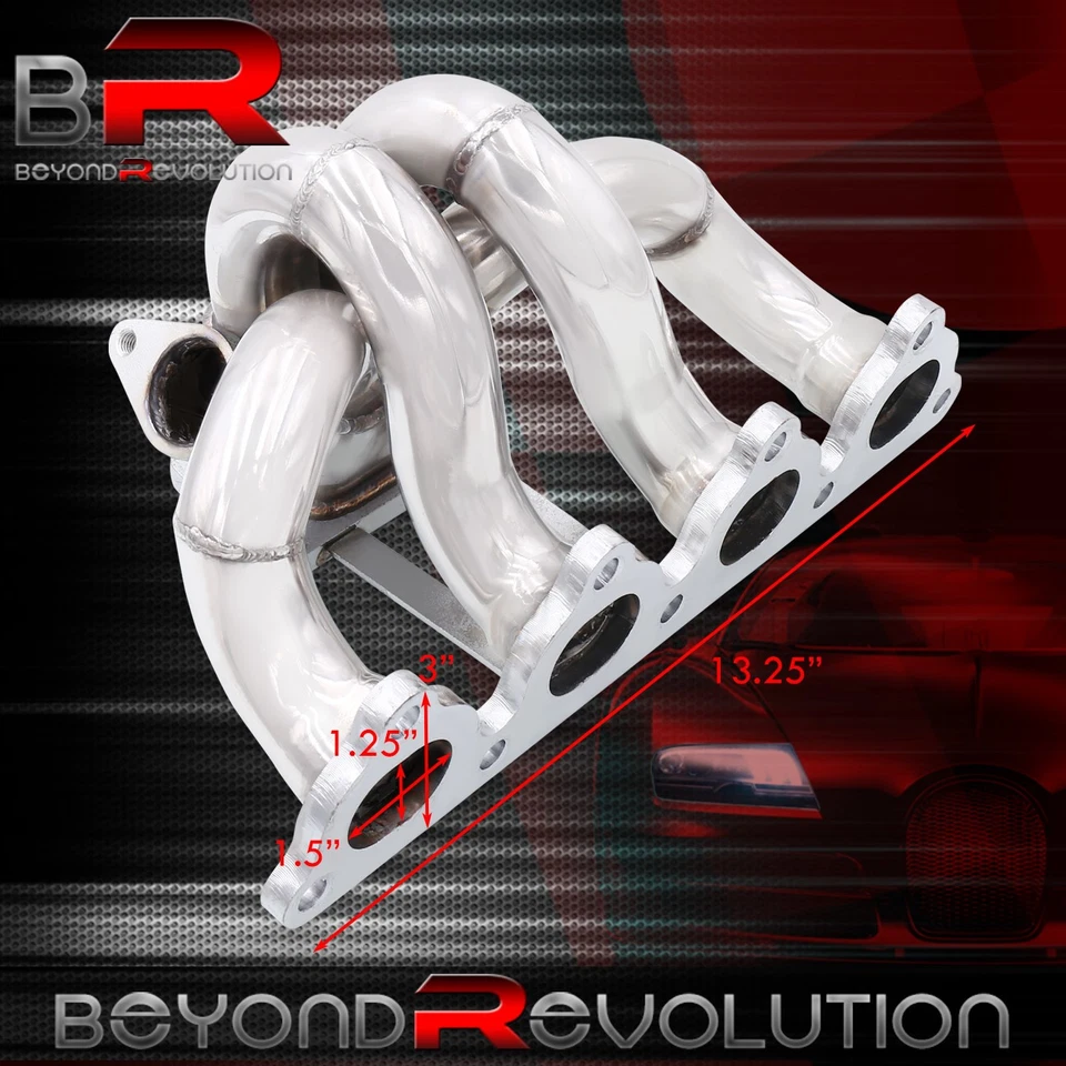 For 1988-2000 Civic Del Sol D15 D16 SOHC T3/T4 Flange S/S Turbo Manifold 38mm WG - Image 4 of 4