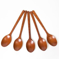 Wood Lacquer Soup Spoons 20.5cm Round Set of 5