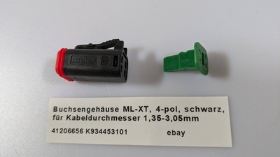 100x MOLEX Buchsengehäuse ML-XT, 4-pol, schwarz, für 1,35-3,05mm² + Verriegelung