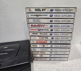 Sega Saturn Model 2 MK-8000A W/ 13 Games, Backup Cart, Controller And Cables