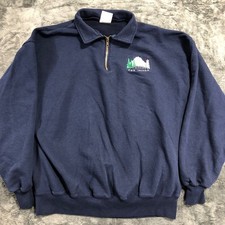Jerzees Quarter Zip Sweatshirt Mens XL Navy Blue Fox Island Lighthouse NuBlend