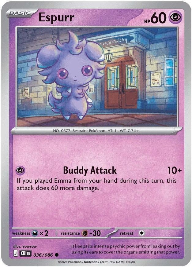 Pokemon Espurr (36/126) Chaos Rising NM REVERSE HOLO