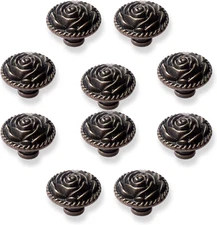 Bronze Vintage Dresser Knobs Antique round Dresser Door Pull Zinc Alloy Rose Cab