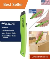 Ergonomic Green Ceramic Safety Utility Knife - Retractable, Lightweight Design
