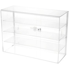 Plymor Acrylic Locking Case w/ Sliding Back, 3 Shelves, 16" H x 22" W x 8.5" D