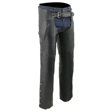 Men's Black Leather Chaps with Dual Side Zipper Pockets by Milwaukee Leather