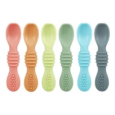 PandaEar 6 Pack Silicone Baby Spoons - Self Feeding Utensils 6-12 Months - In...