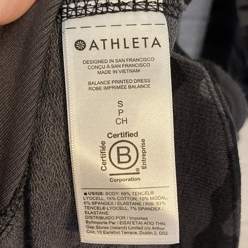 Athleta Medium Black Camo Luxe Balance Printed Dress Travel Athliesure S P Petit - Picture 6 of 9