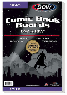 50 BCW Regular Comic Book Backing Boards 6-7/8 x 10-1/2 Storage Protector Backer