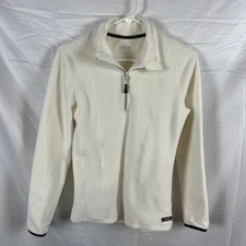 Calvin Klein Performance Womens Fleece Top Medium Cream  1/4 Zip Quick Dry