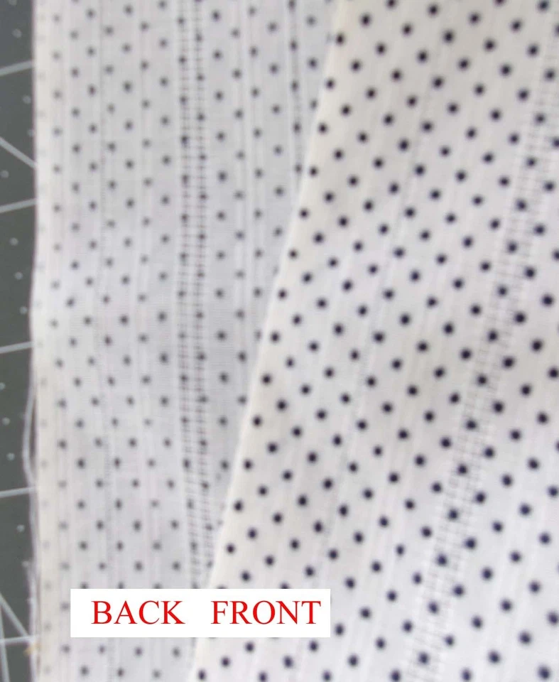 2+ yd Midcentury Vintage Flocked Swiss Dot Fabric Polka White Dimity Stripe 70s - Image 4 of 4