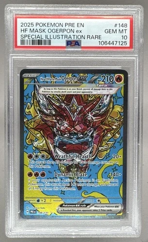 Hearthflame Mask Ogerpon ex 2025 Pokemon Prismatic Evolutions #148 SIR PSA 10
