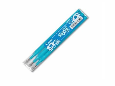 3 Ersatzminen für Pilot FriXion Ball / Clicker Tintenroller M 0,7 hellblau Light