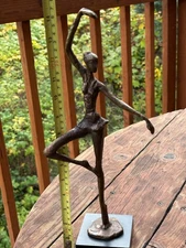 Mid Century Alberto Giacometti Style Bronze Brutalist Ballerina Sculpture