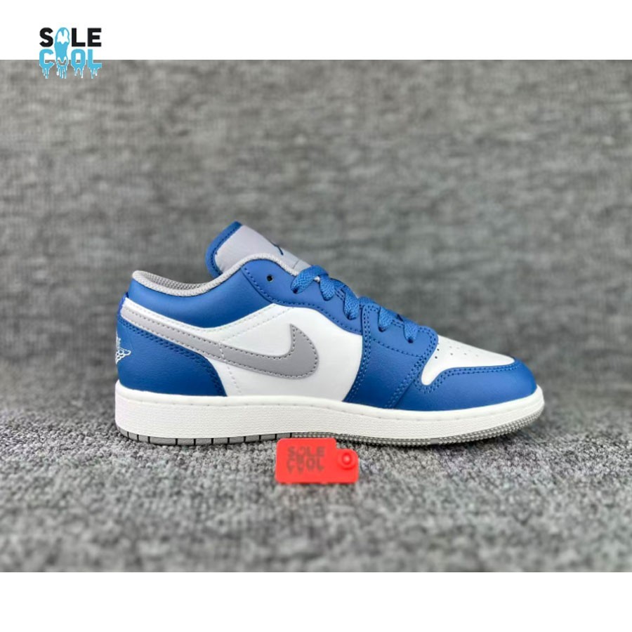 Nike Air Jordan 1 AJ1 Low GS True Blue Grey White Shoes 553560-412