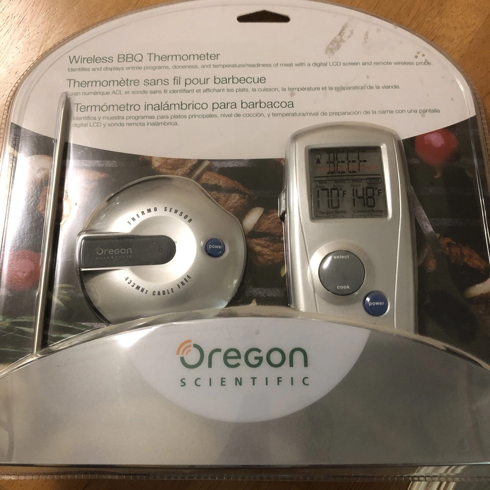 Oregon Scientific AW129 Wireless BBQ Thermometer LCD Remote Programmable