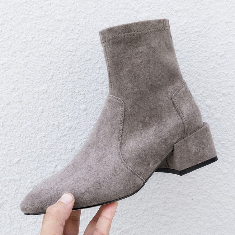 2018 Damenschuhe Spitze Stiefeletten Khaki Mittlerer Absatz Elegant Einfarbig 2018 Damenschuhe Spitze Stiefeletten Khaki Mittlerer Absatz Elegant Einfarbig