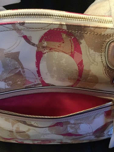 NWT COACH SIGNATURE LARGE POPPY STAMPED C HALLIE E/W TOTE 31141E. - Picture 7 of 12