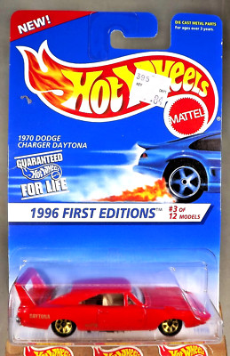 1996 Hot Wheels #382 First Editions 3/12 1970 DODGE CHARGER DAYTONA Red w/7 Sp