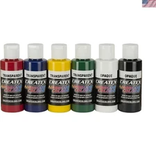 Vibrant 6-Color Airbrush Paint Set, 2 Ounce Bottles for Creative Crafts