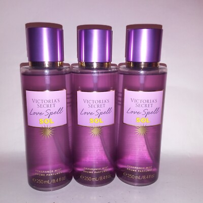 Set of 3 Victoria Secret Body Spray Fragrance Mist Love Spell SOL Full Size 8.4o