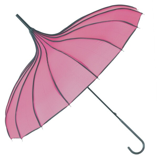Boutique Ribbed Pagoda Umbrella by Soake - Pink