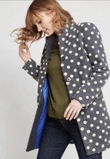 Modcloth Salient Style Wool Peacoat Polkadot Gray Sz Xs