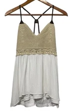 San Joy Babydoll Crochet Southwestern Equestrian Top Womens Large Flowy Leather