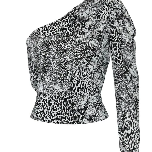 Retro AFRM Stryker 1 Shoulder Crop Top Animal Black Women's Large L NWT - Image 4 of 4